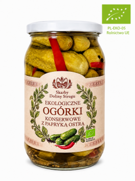 Ekologiczne ogórki konserwowe z ostrą papryką